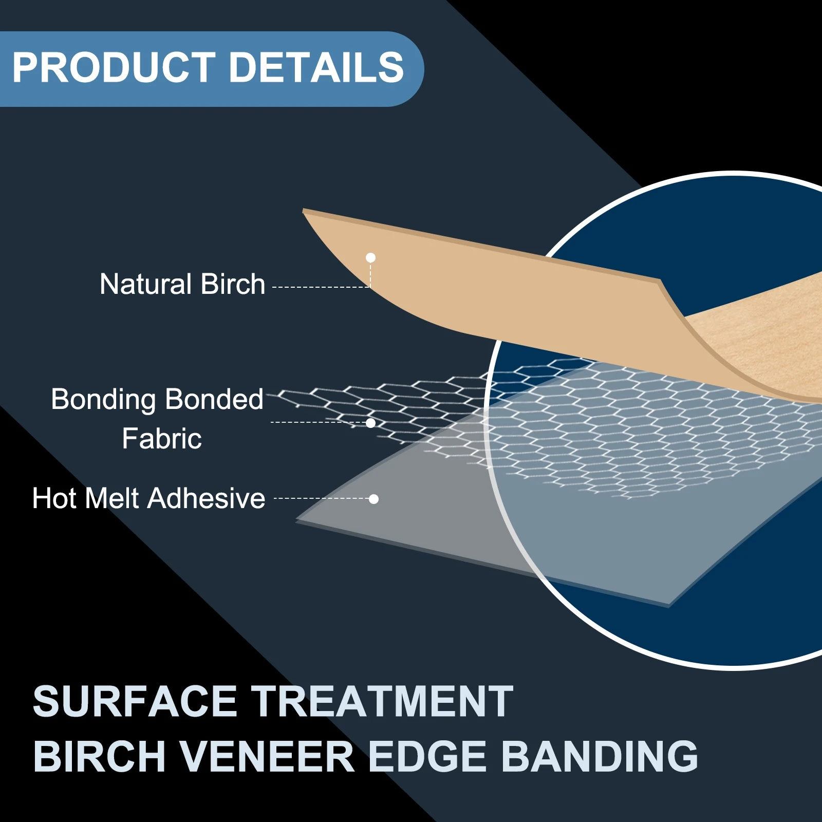 Birch Edge Banding 7.62m/15m Wood Veneer Tape Pre-glued Flexible Wood Tape Banding for Furniture Cabinet Shelves Tables Repair