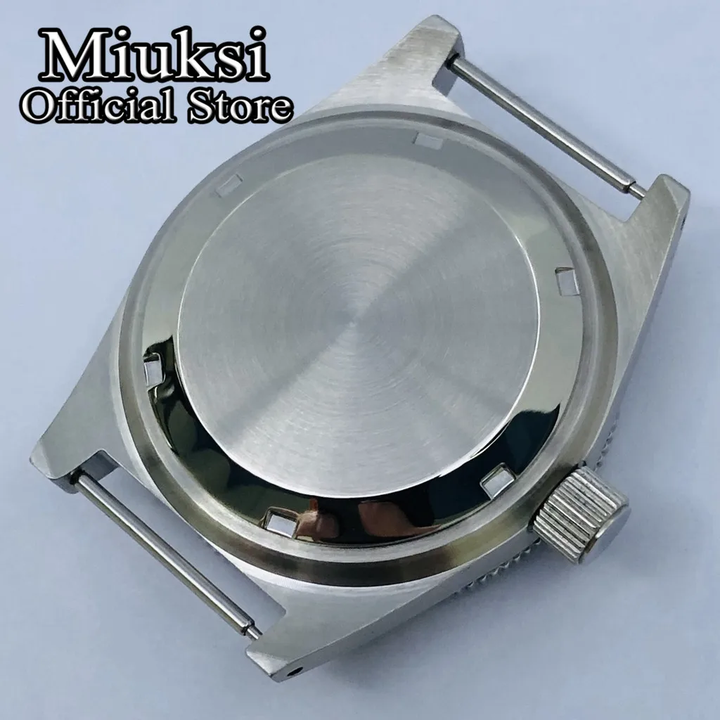 Miuksi 62MAS diving 40mm silver sterile watch case domed sapphire glass fit NH35 NH36 movement