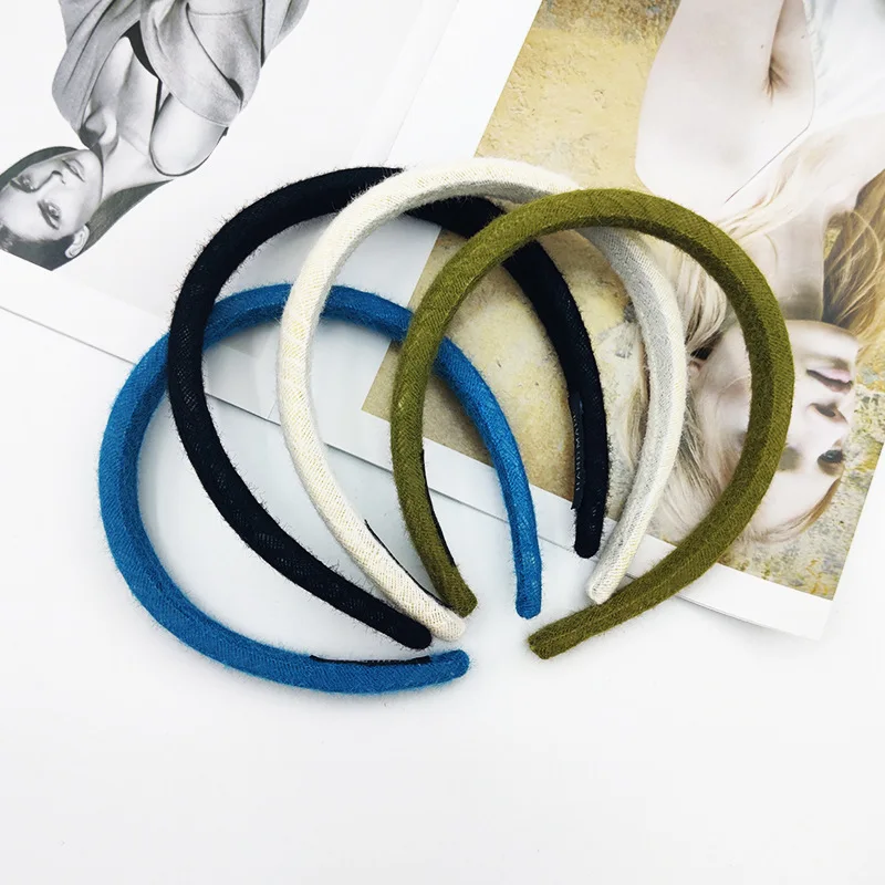 Autumn and Winter Fashionable Fur Hair Hoops for Women, Thin Models with High Skull Tops, Retro Solid Color Versatile Head Hoops