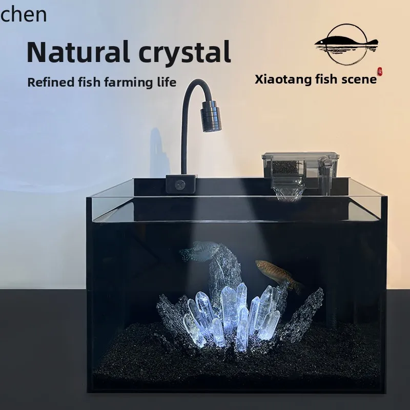 HT fish tank filter cycle complete set of desktop small betta advanced dark glass ultra-white black back tank