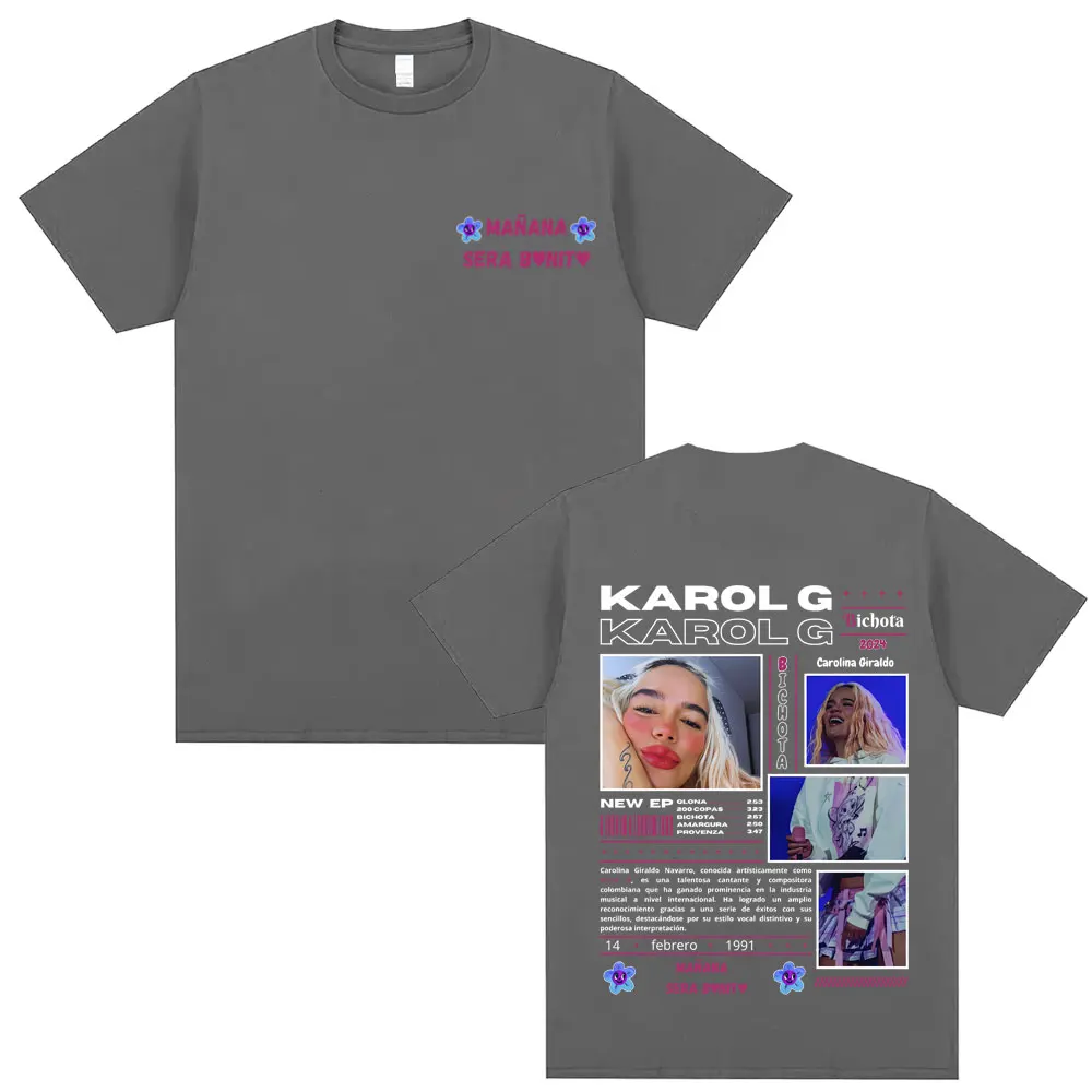 Limited Karol G Heart Mañana Sera Bonito Album Graphic Tshirt Men Women Hip Hop Fashion Casual T-shirt Male T Shirts Fans Gift