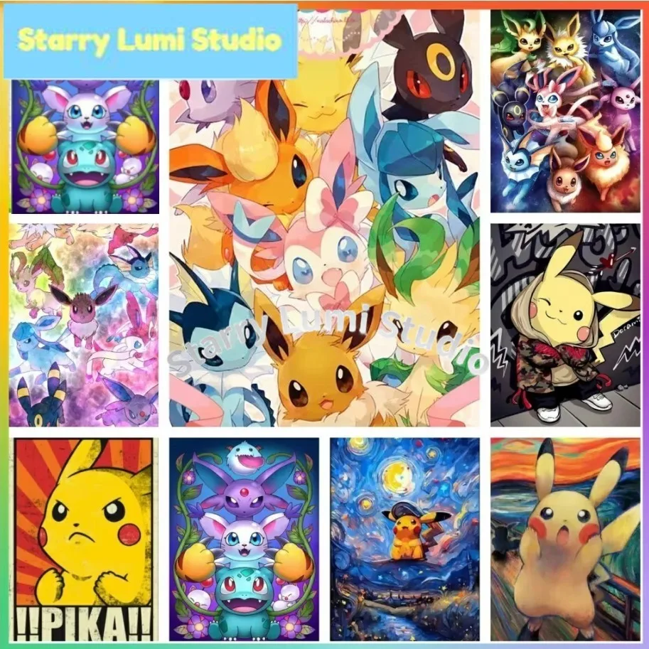 

Pokemon Kawaii Cute DIY Full Diamond Painting Mosaic Handwork Lover Living Room For Kid’s Gift Decorative Frameless