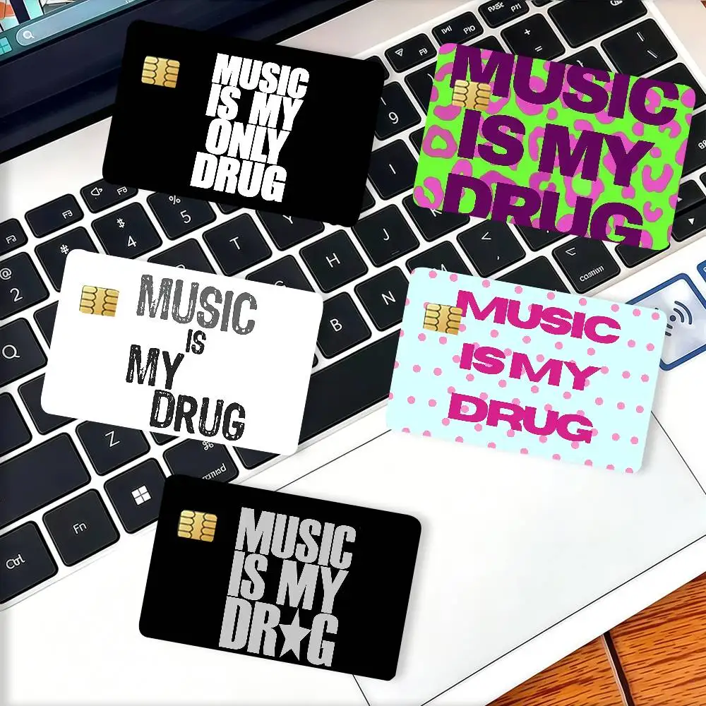 Music lover MUSIC IS MY DRUG Credit Card Decorative Card Stickers Suitable For Bank Cards Metro Transit Anti-scratch Gift 4PCS