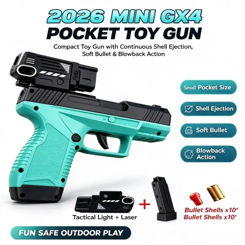 Macaron Shell‑Eject Blowback Pocket Model, Mini GX4 Toy With Tri‑Clamp Light, Soft Bullets For Kids Role Play Game