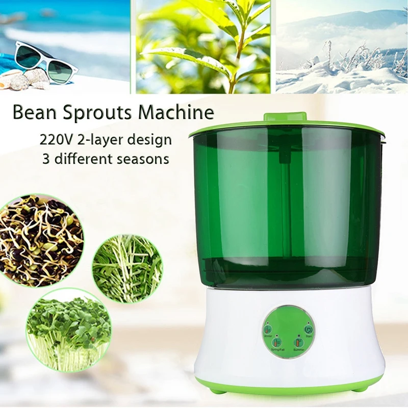 Automatic Bean Sprouts Machine, Sprouts Maker With Double Germination Tray Temperature And LED Display Time