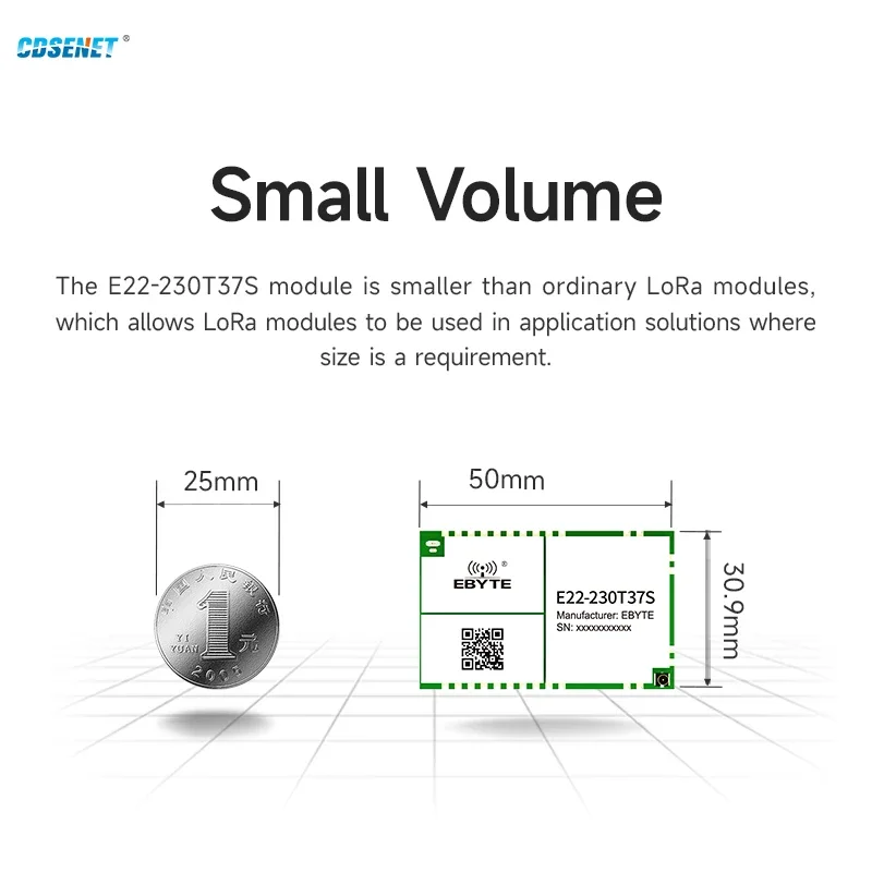 Imagem -04 - Lora Wireless rf Module Cdsenet E22230t37s 37dbm Longa Distância 25km Menor Potência Lbt Rssi Verdog Smd Stamp Hole 230mhz