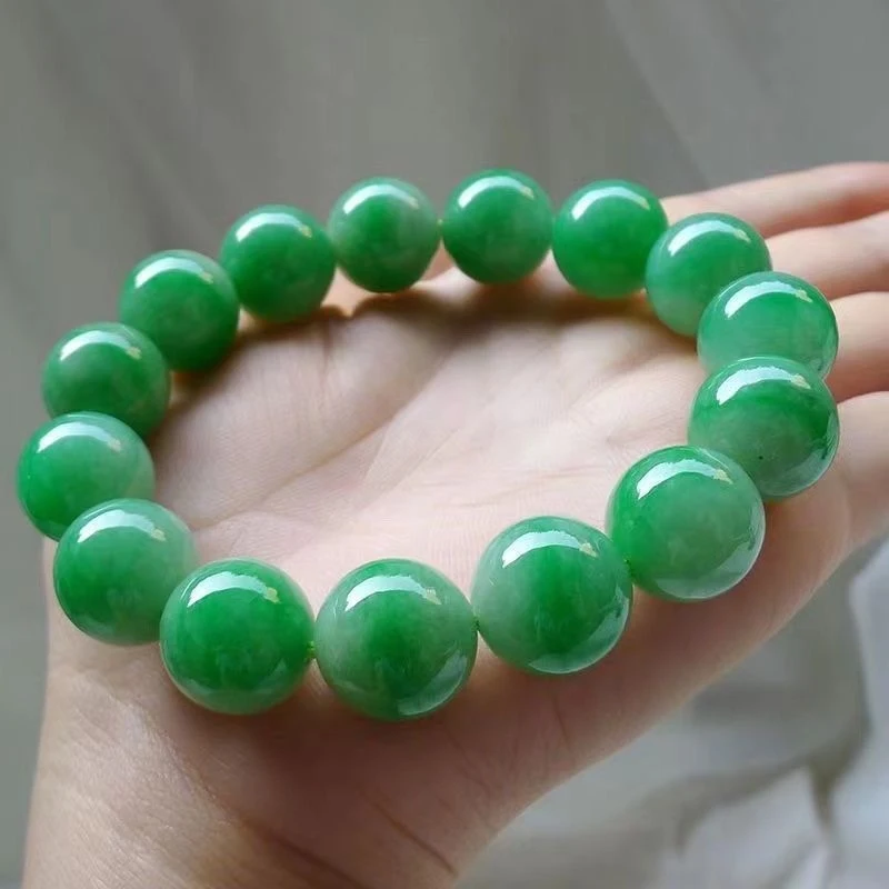 

Original design full green - 12mm ice waxy high-quality bracelet, clearance sale of jadeite bracelets