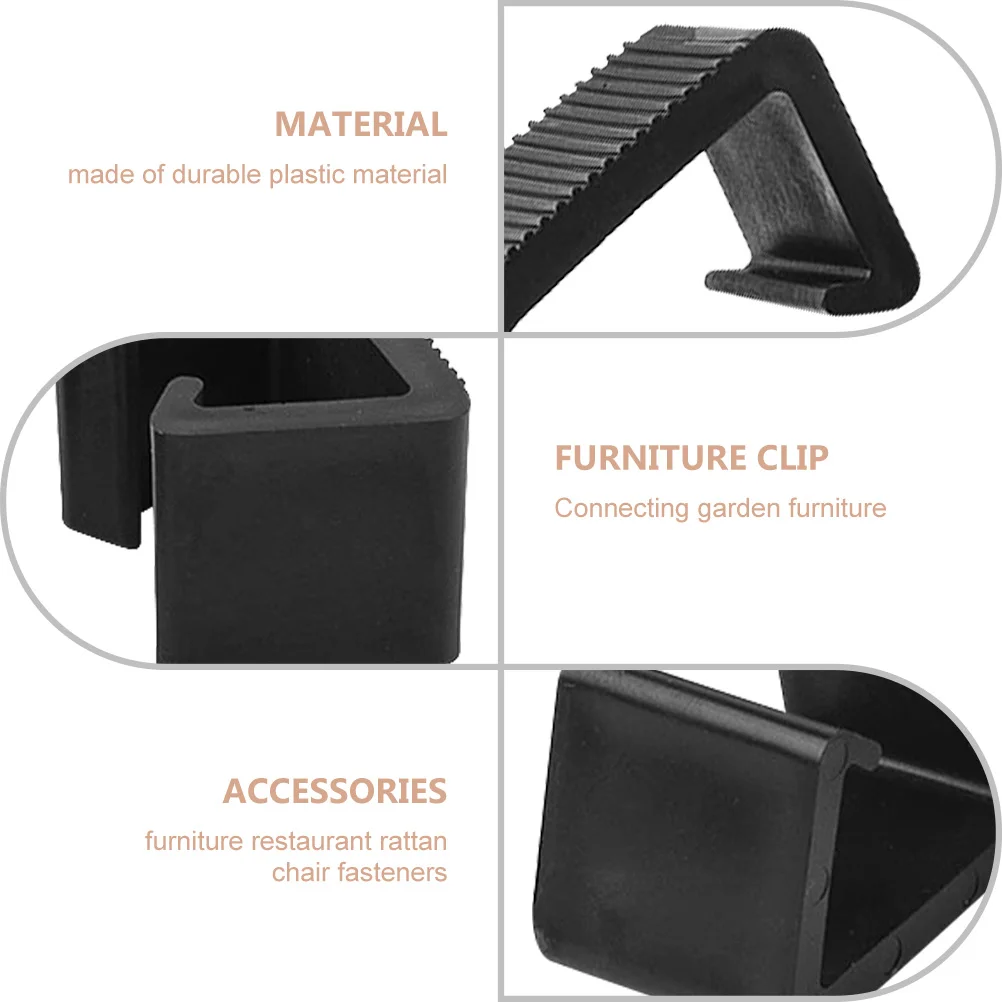 8 Pcs Rattan Furniture Clips Wicker Plastic Clamps Outdoor Alignment Chair Fasteners Sectional Sofa Patio Connector