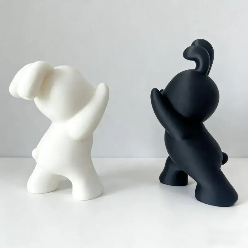 A pair of adorable black and white bunny bookends, decorative bookends for bookshelves, creative animal-shaped bookshelf clips.