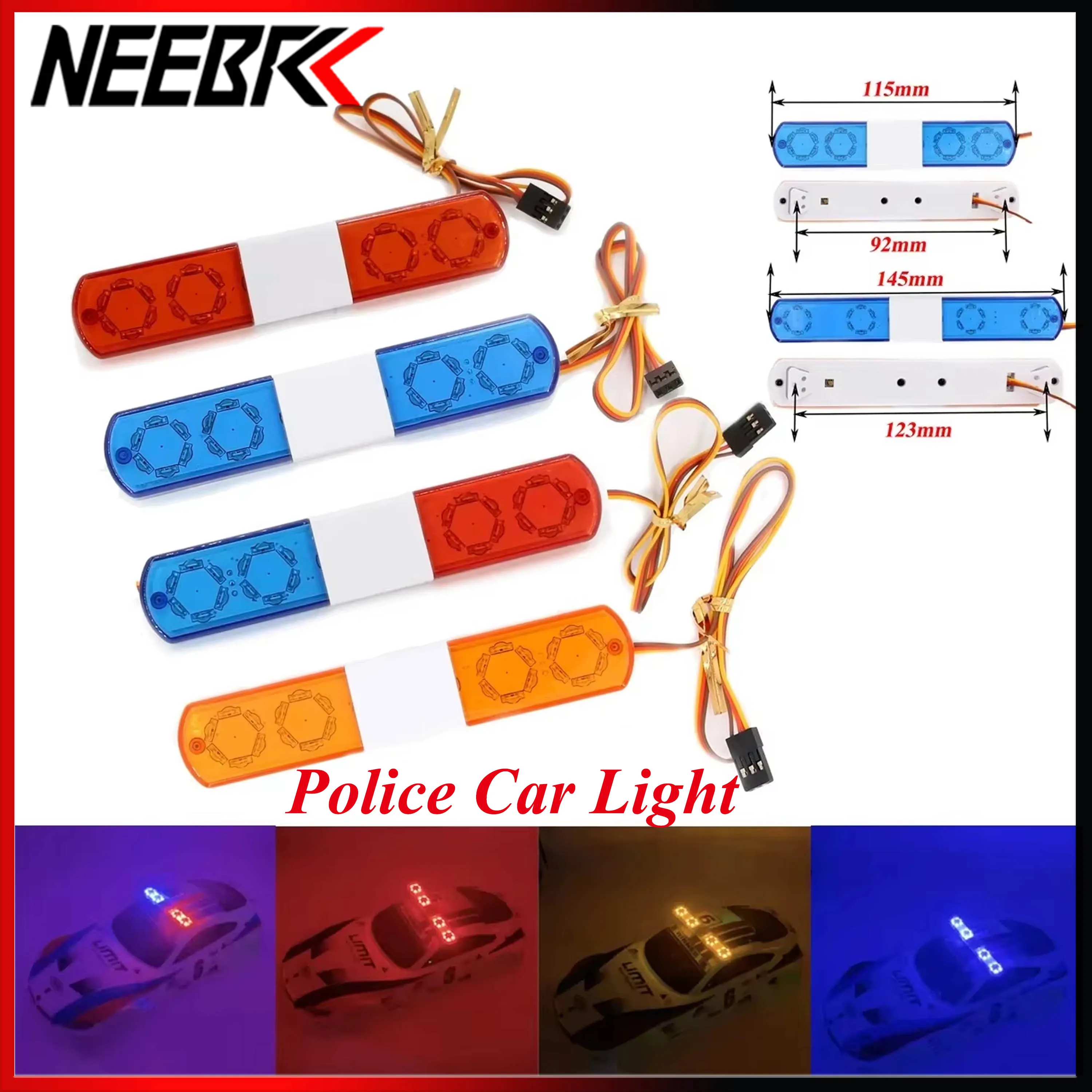 NEEBRC Police Car Bright Light Flash Alarm LED Lamp for 1/10 RC WPL D12 HSP Kyosho Traxxas Tamiya Axial SCX10 D90 Accessories