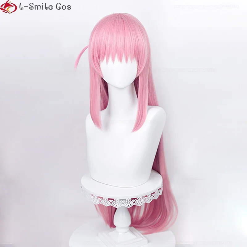 Anime  Cosplay Gotou Hitori Cosplay Wig 80cm Long Pink Straight Hair Heat Resistant Women Party Wigs + Wig Cap