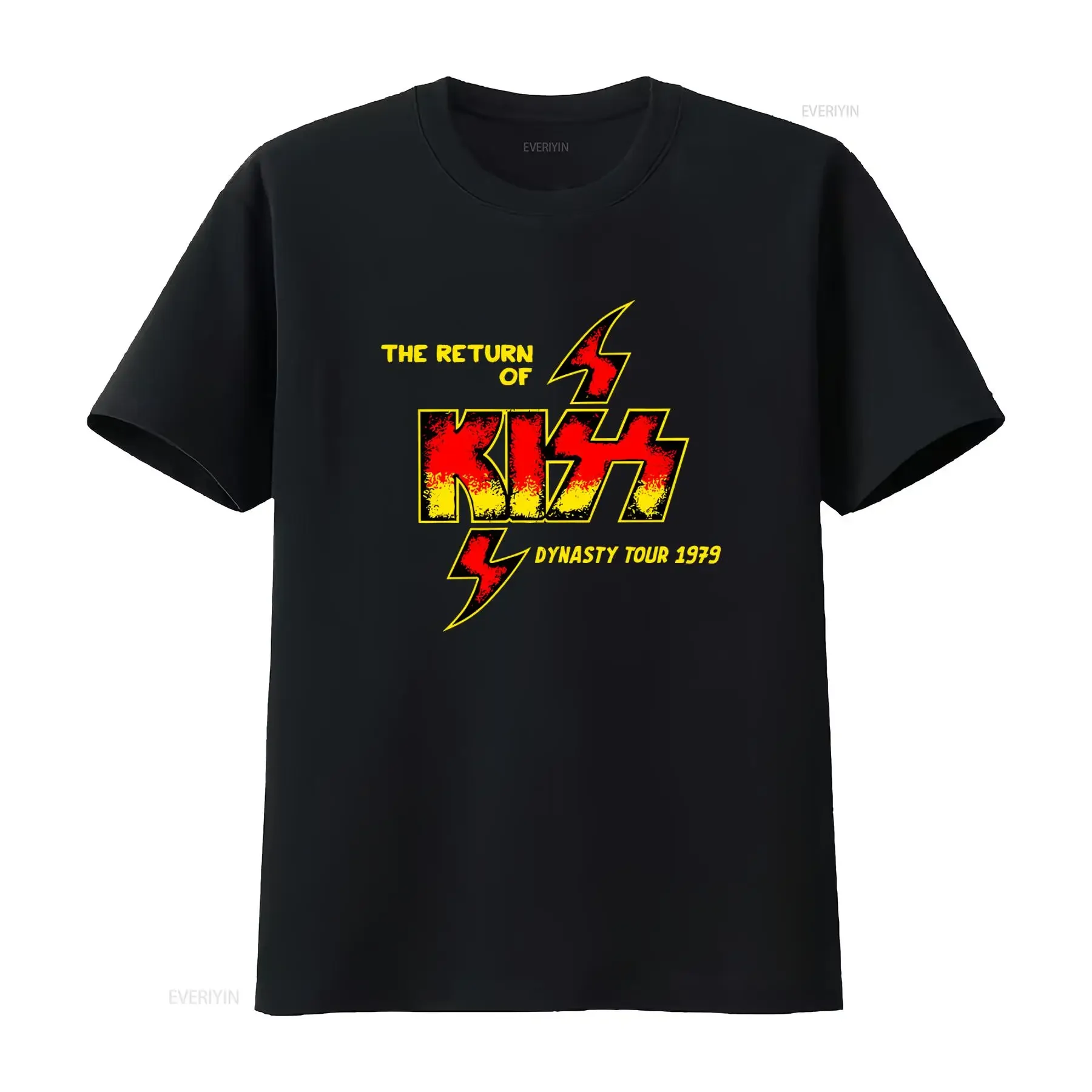 Camiseta de la gira Dynasty de KISS de 1979, The Return of Design, para fanáticos del rock, estilo vintage lavado, para uso diario, informal y con estilo.