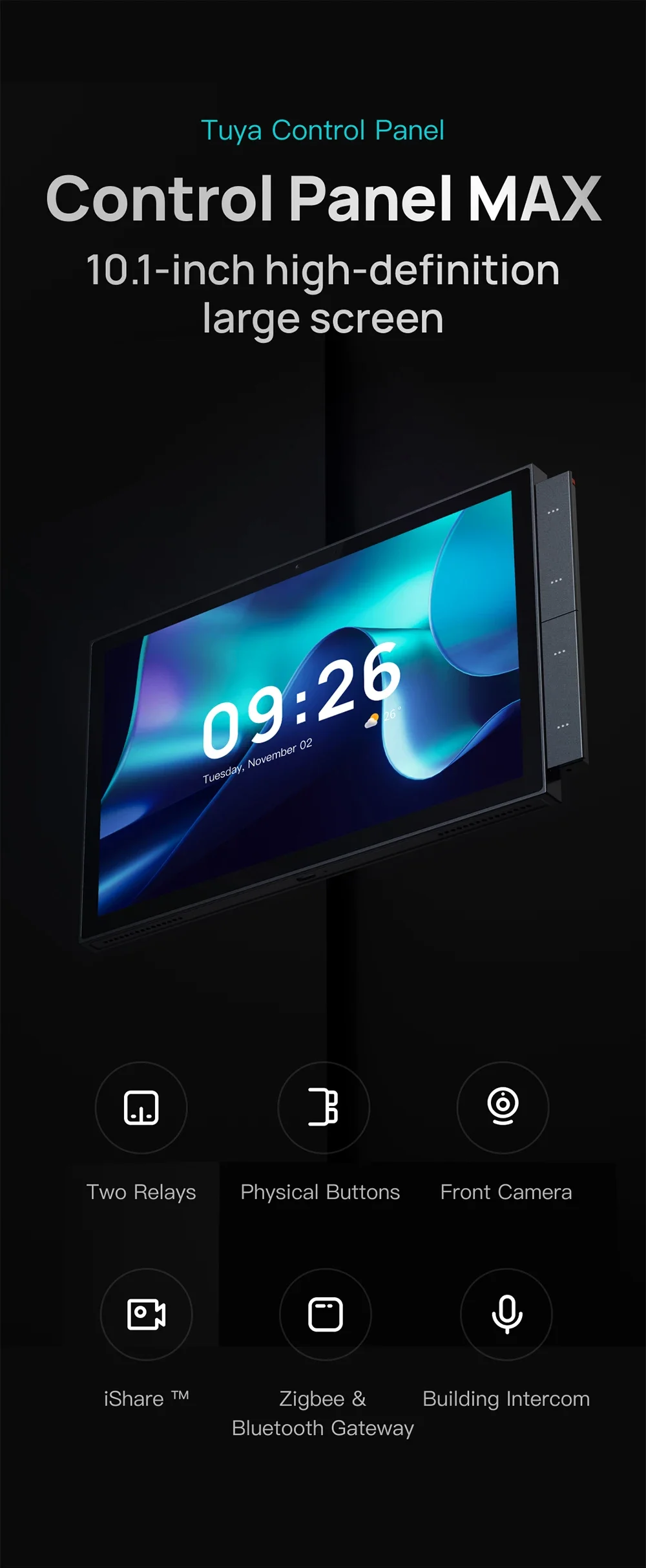 TUYA T2e 10.1 بوصة تعمل باللمس لوحة تحكم ذكية واي فاي كاميرا زيجبي 3-7MP تطبيق الحياة الذكية