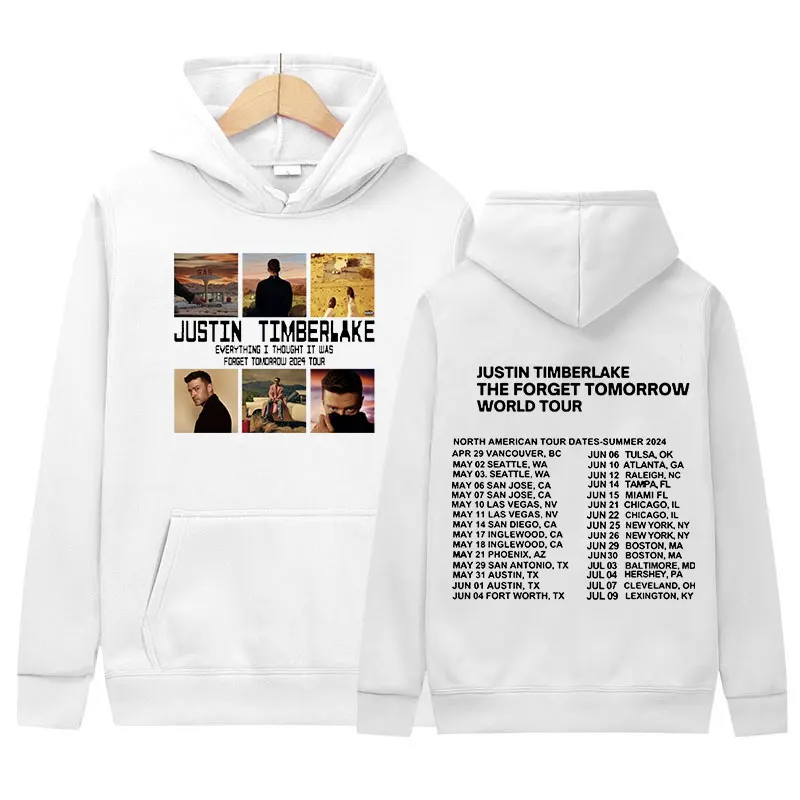 2024 Justin Timberlake Forget Tomorrow World Tour Hoodie Men Retro Fashion Pullover Sweatshirt Hip Hop Clothing Oversized Hooded