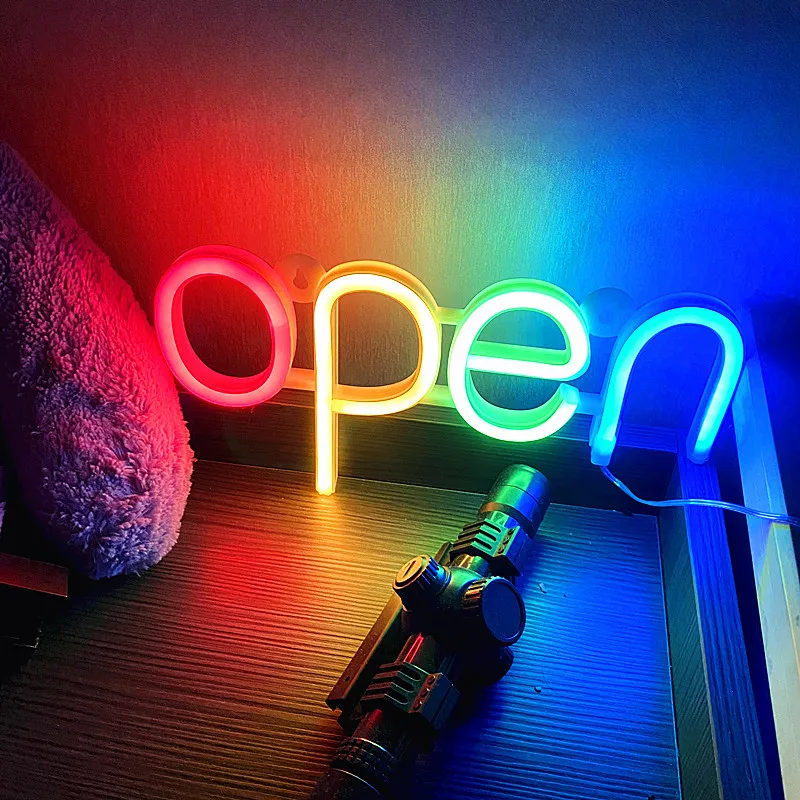 Open Sign Neon Light LED USB & Battery Case Powered Store Shop Business Advertisement Night Lamp Wall Door Window Hanging