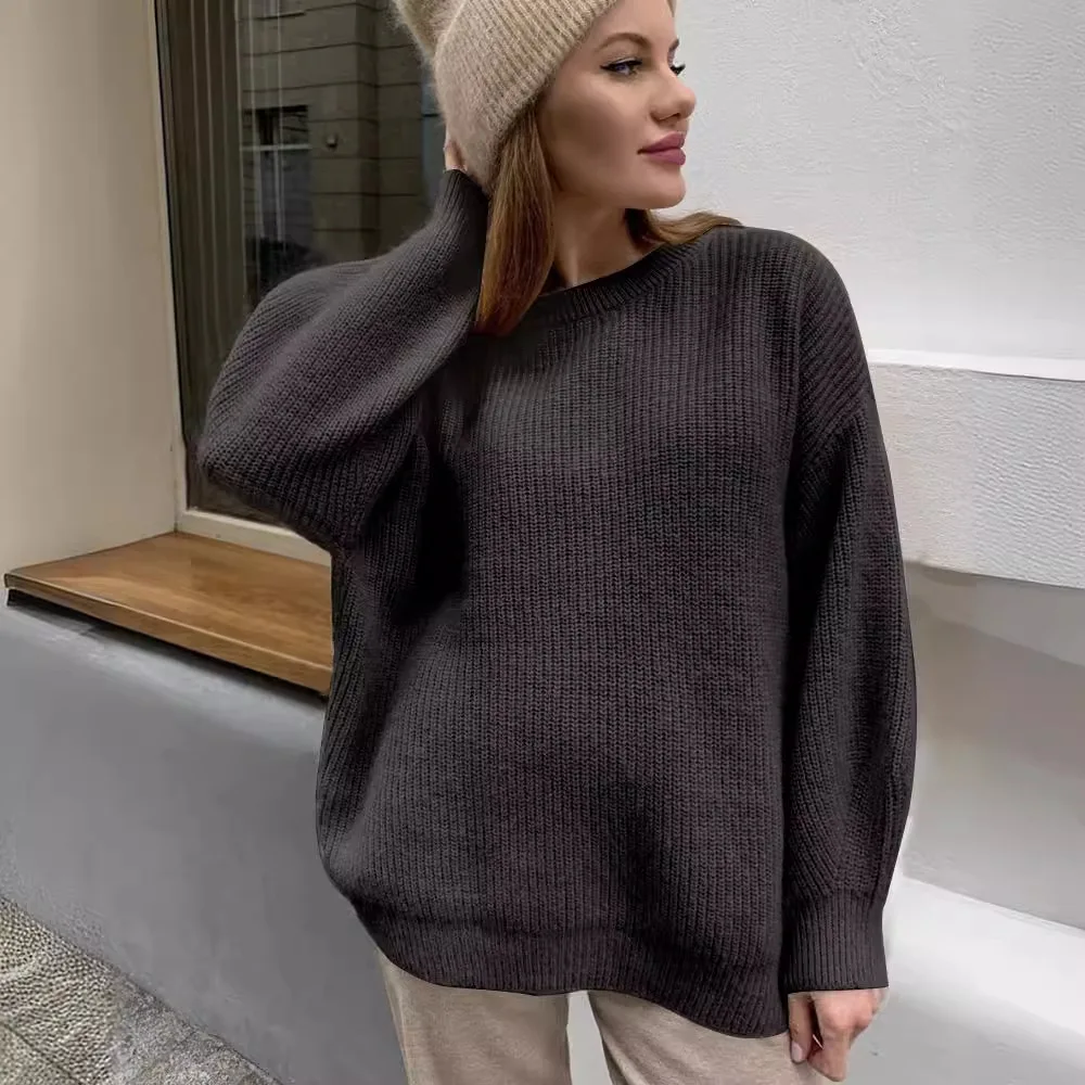 Sweater 2026 autumn and winter European and American women's lazy style temperament loose and super soft pullover knit