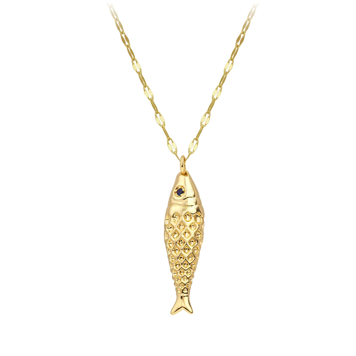 Women's Gold Color Fish Pendant Necklace Fashionable Elegant Marine Creature Jewelry Gift for Temperament