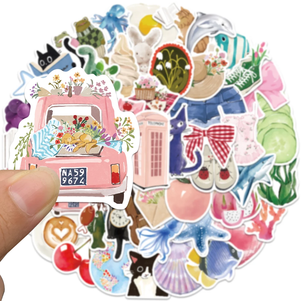 50pcs Colorful Diary Sticker Graffiti Decal For Phone Fridge Closet Wallet Backpack Envelope Label Decoration Sticker view 4
