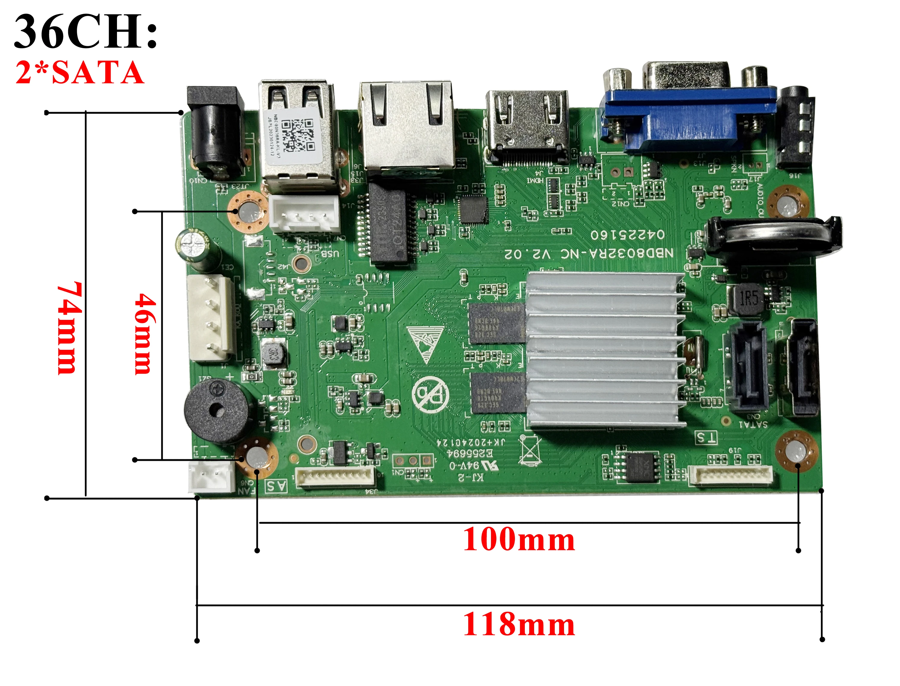 Face Detection SATA DC12V Audio XMeye H.265+ 8MP 4K 16CH 36 Channel Onvif CCTV DVR NVR Surveillance Video Recorder Motherboard