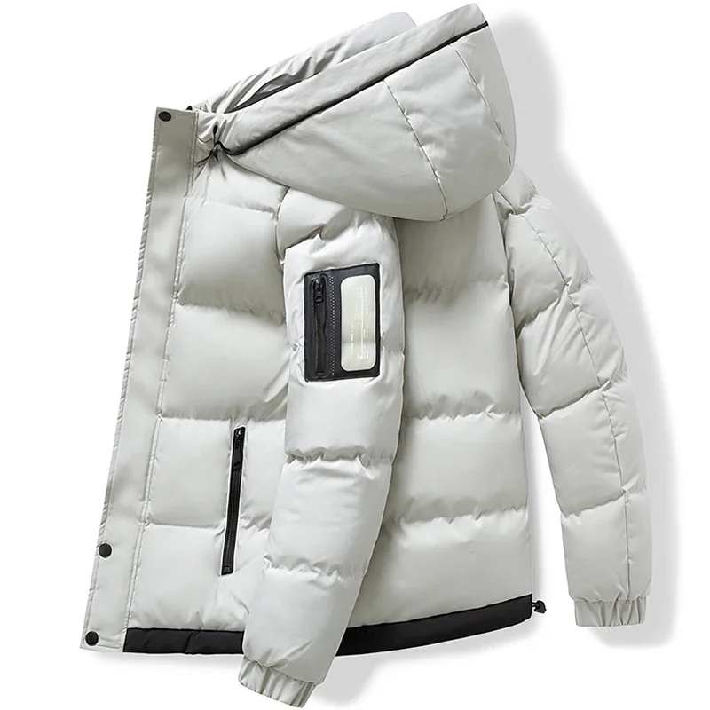Men's Work Cotton-padded Clothes Autumn New Solid Color Thickened Multi Pocket Outdoor Camping Large Size Coat Men's Down Jacket - Image 3