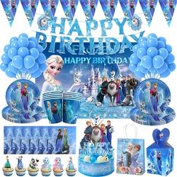 Disney Frozen Birthday Party Decorations Tablecloth Tableware Blue Balloons Child Birthday Party Favors Kids Birthday Favors