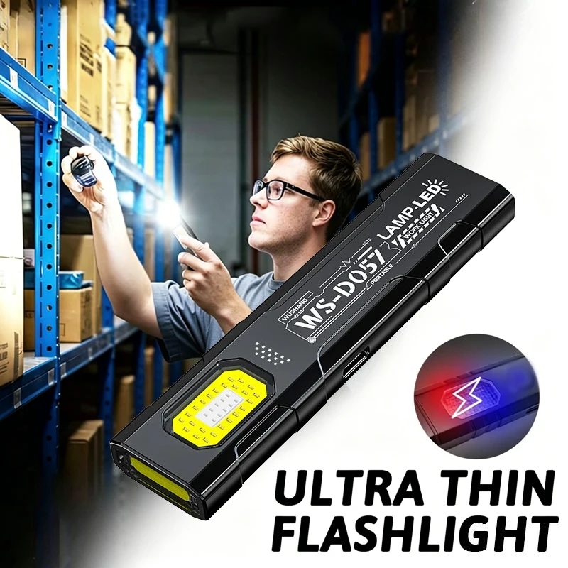 LED COB Flashlight Type C Rechargeable 600LM Portable Mini Torch Pocket Lantern Flood Work Light With Magnet For Emergency