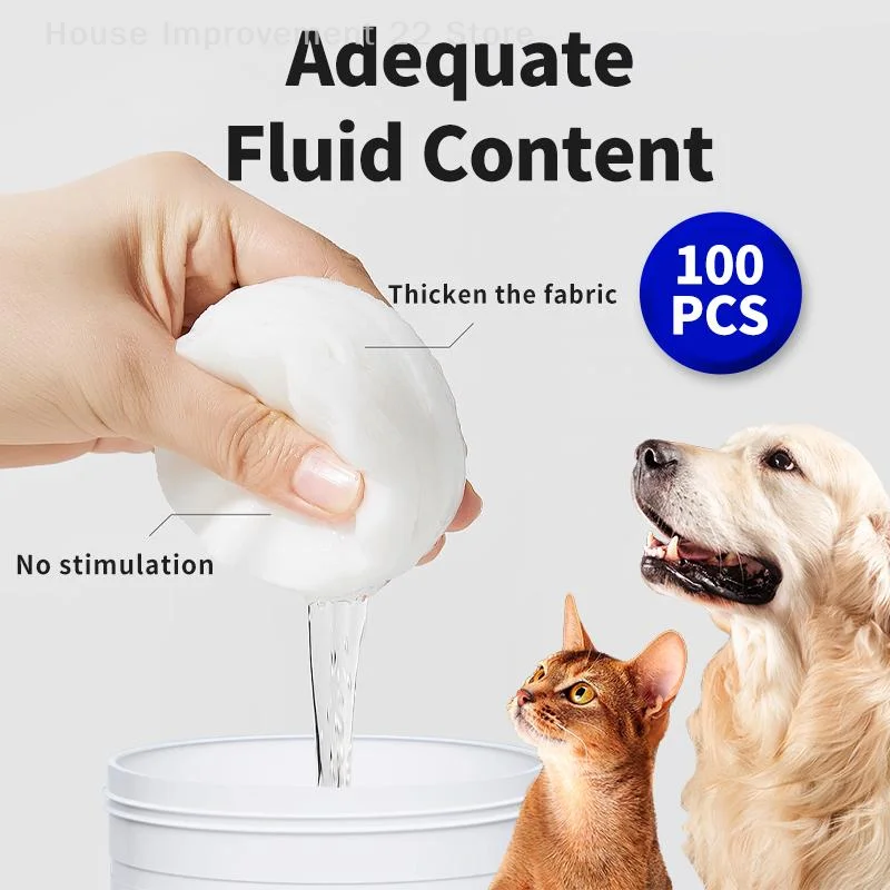 50/100Pcs Pet Cleaning Products Eye Wipes To Remove Tear Marks Clean Ears And Teeth Disposable Finger Wet Wipes Pet Supplies