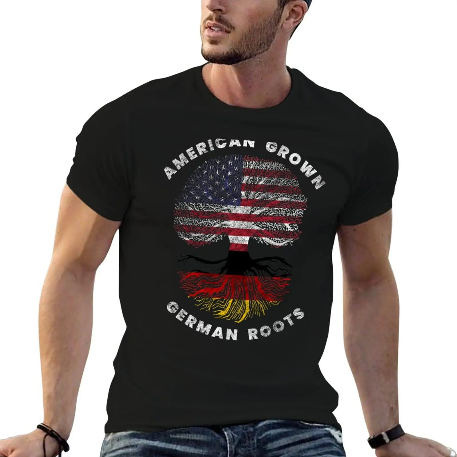 

American Grown German Roots Design T-Shirt anime t shirts for man man t shirt graphic T-Shirt