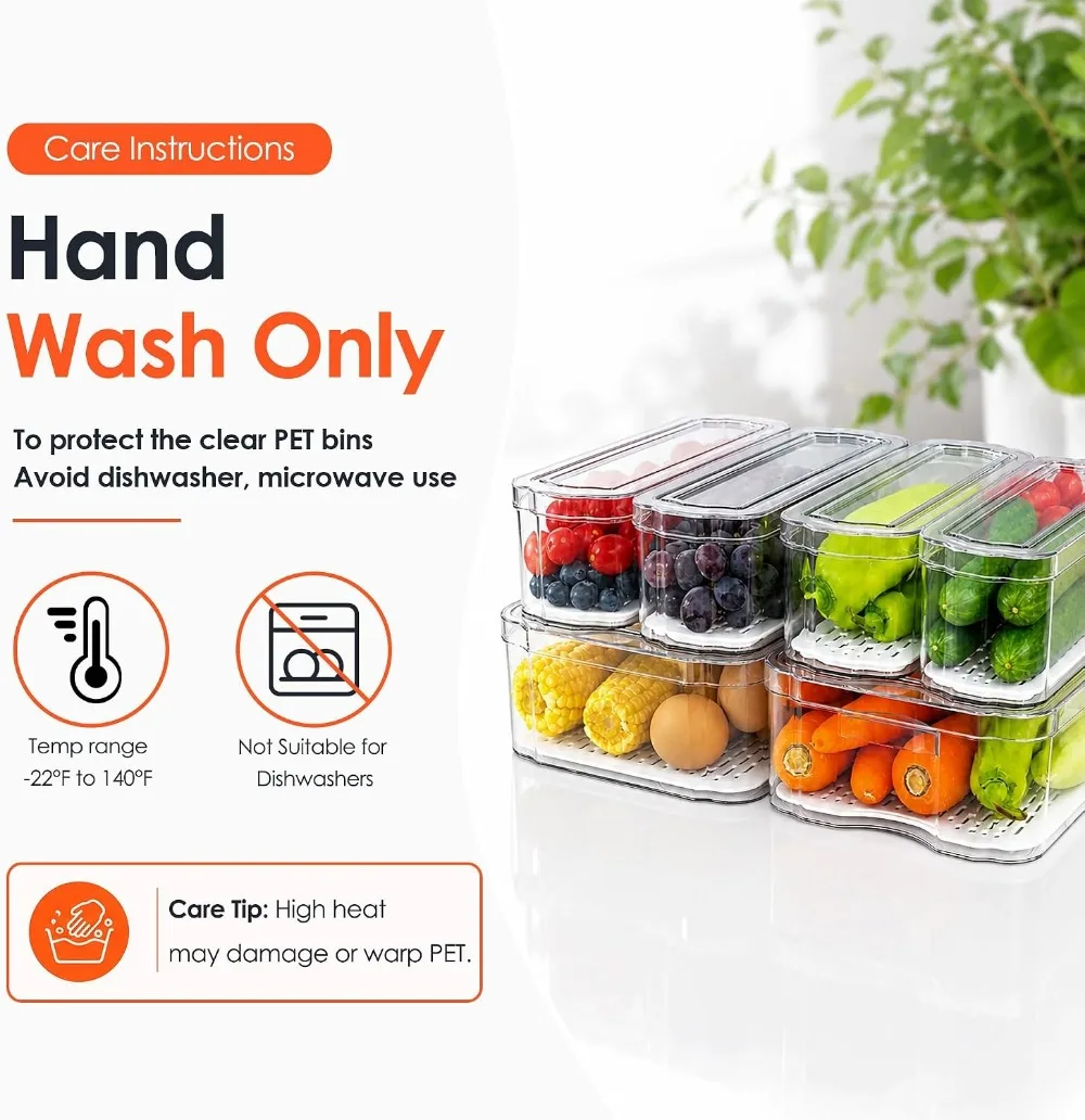 6 Pack Clear Fridge Organizer Bins with Lids, Stackable Freezer Storage Containers for Kitchen Pantry