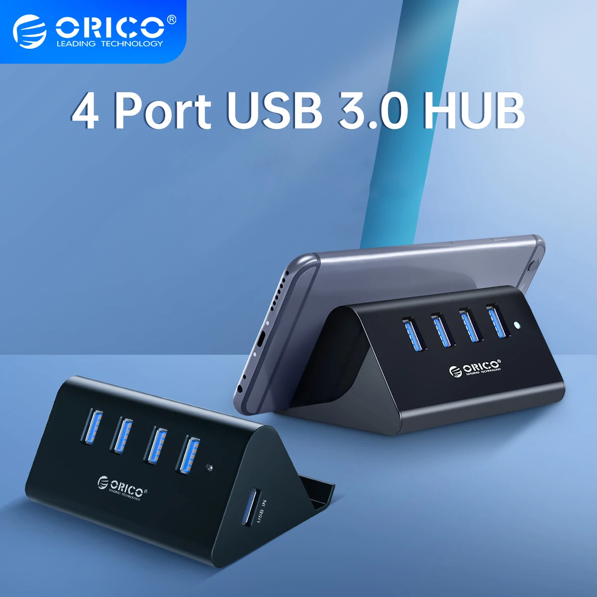 

ORICO Multi 4 Port USB 3.0 Hub Splitter USB 3.0 Adapter Extender with Stand Holder Phone for Reader Adapter Multiple Extend Dock