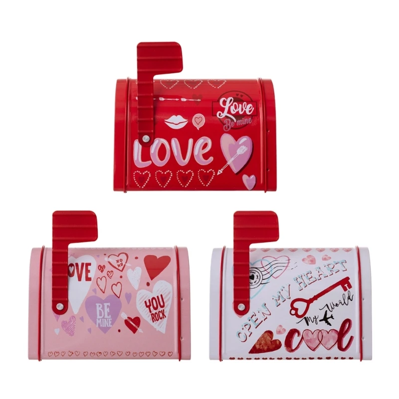 3Pieces Unique Small Christmas Mailboxes Tin Containers For Candy Party