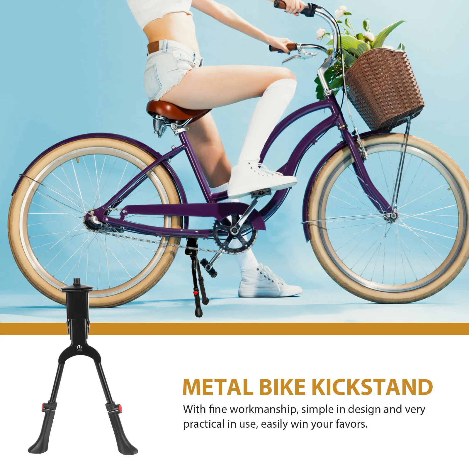 Metal Bike Kickstand Adjustable Double Leg Bicycle Support Mountain Stand Stable Design Large Contact Area Wearresistant