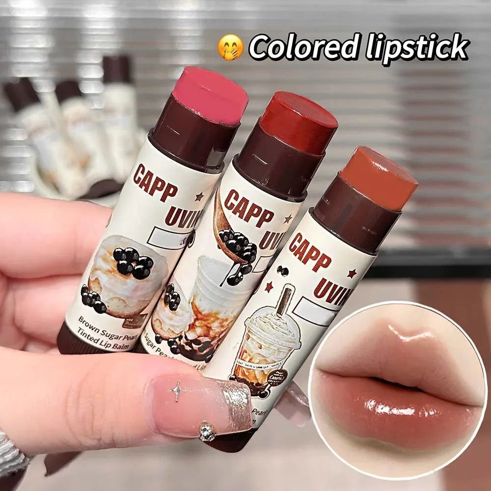 CAPPUVINI Tinted Lip Balm Set Black Pearl Mirror Shine Glass Lips Effect Non-Sticky Glossy Lip Color