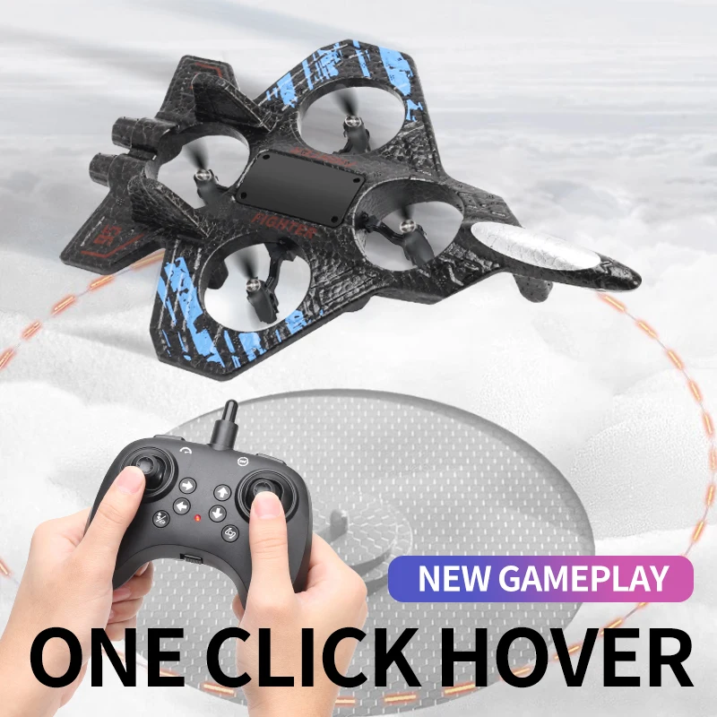 

2.4G remote control fighter electric foam glider tumbling UAV hovering helicopter with LED colorful lights aircraft model toy