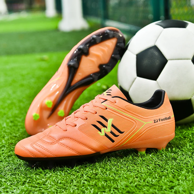

Новые футбольные бутсы мужские высококачественные кожаные футбольные бутсы AG для мужчин оранжевые футбольные бутсы мужские кроссовки chuteiras de Campo