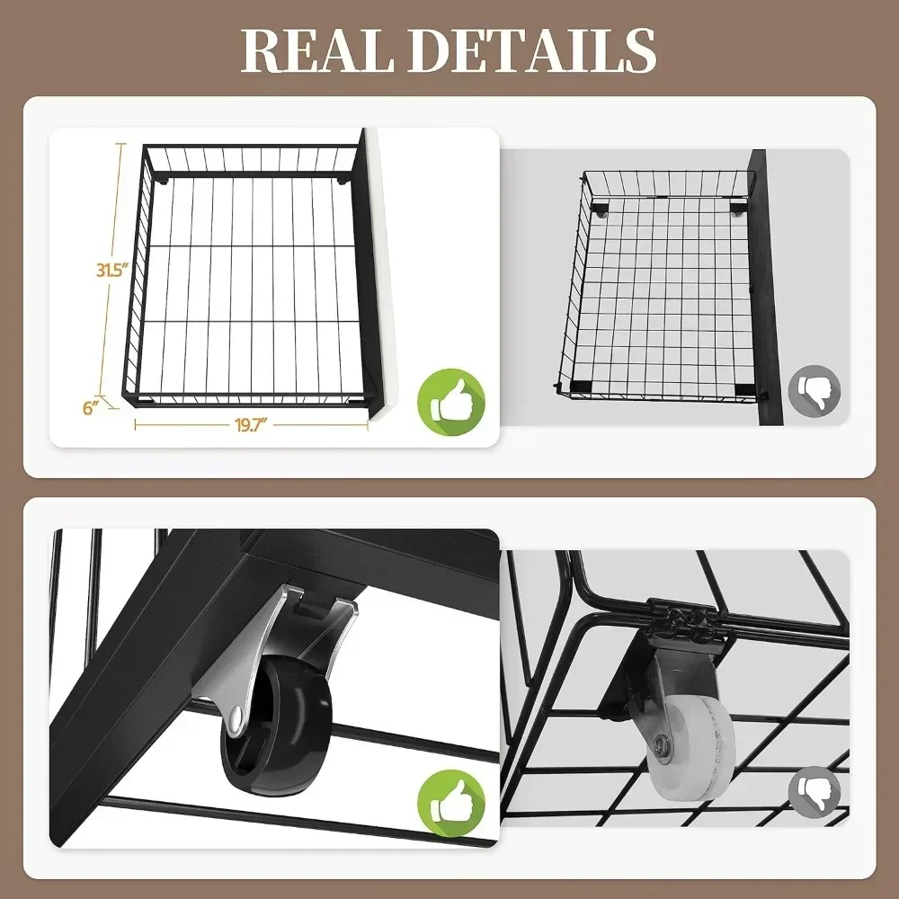Queen Size Upholstered Bed Frame Ports for Type A & Type C/4 Storage Drawers/Adjustable Headboard, Black Bed Bases image 4