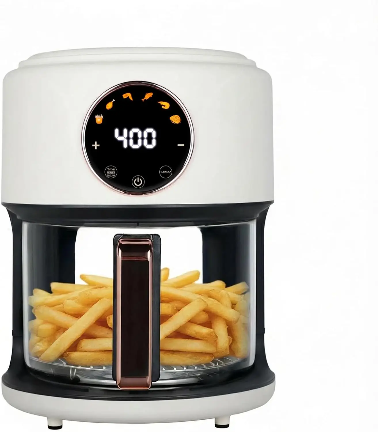 

4.7QT Glass Air Fryer, 360° Viewable Glass Air Fryer Non Toxic, 6-IN-1 Preset Cook Modes, Digital Display, Adjustable Temp