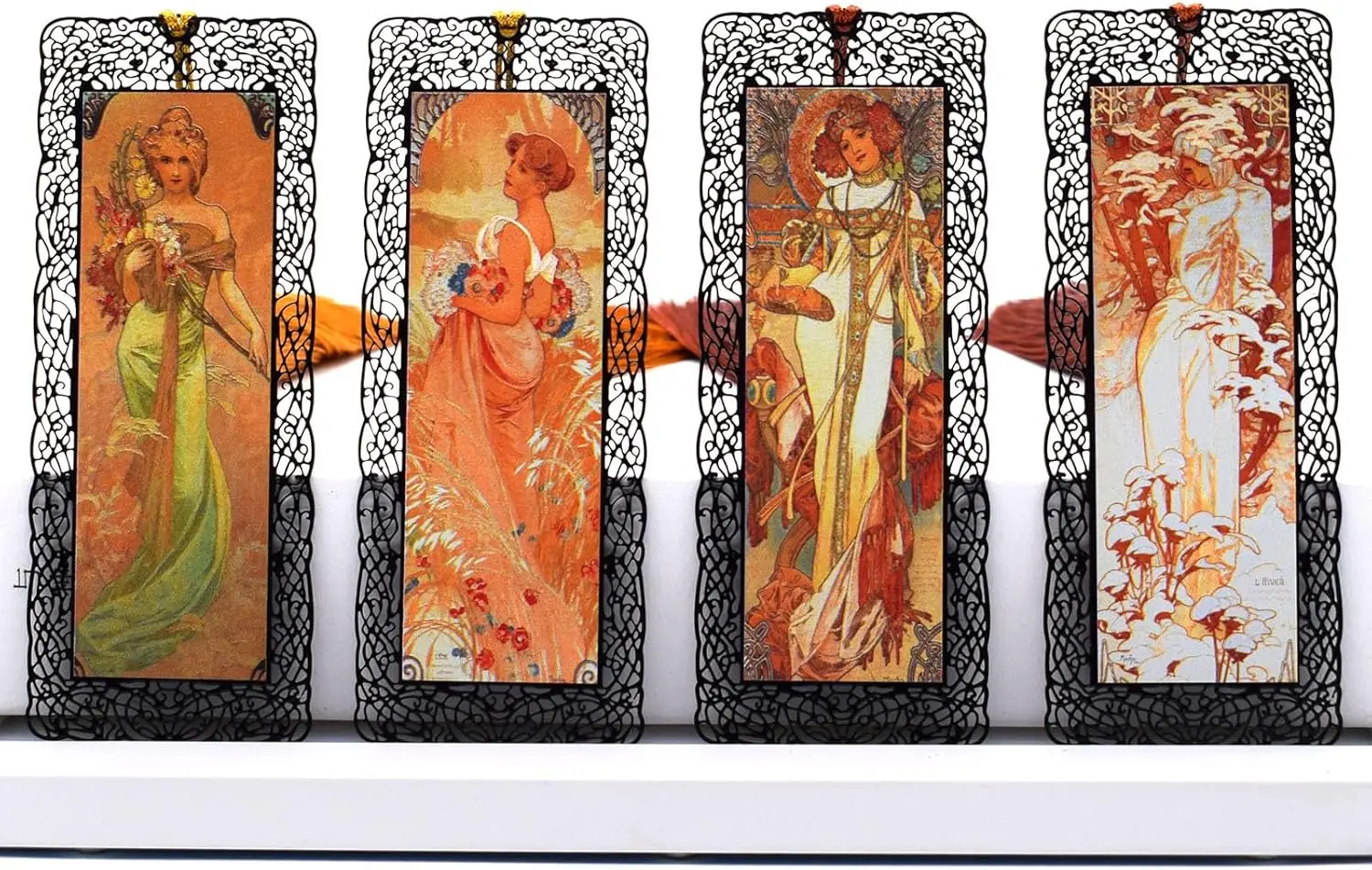 Metal Bookmarks with Tassels Art Book Markes for Women Mom Teachers Book Lovers -Alphonse Mucha