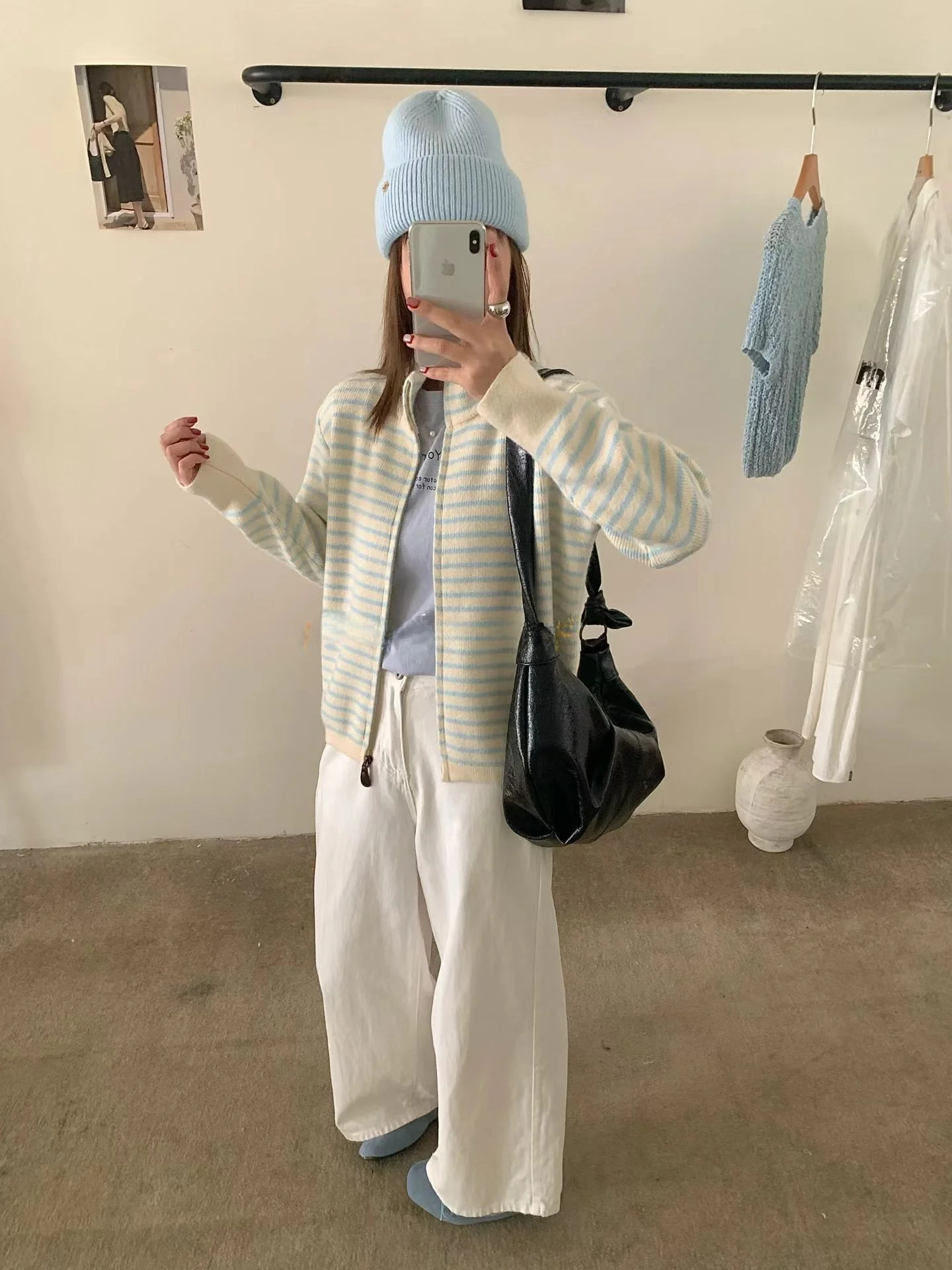 

Корейский вязаный открытый кардиган в полоску с высоким воротником, женский ультрамягкий длинный све, теплый модный осенне-зимний топ