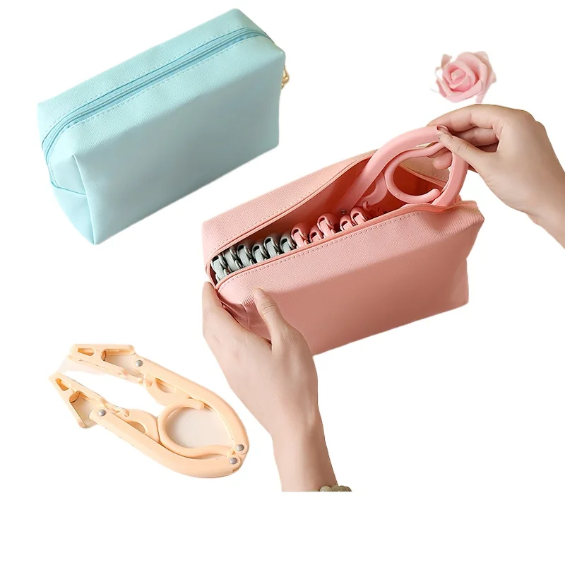 Travel folding clothes hanger, storage bag, business trip, dormitory, thickened, multi-functional, drying clothes hanger