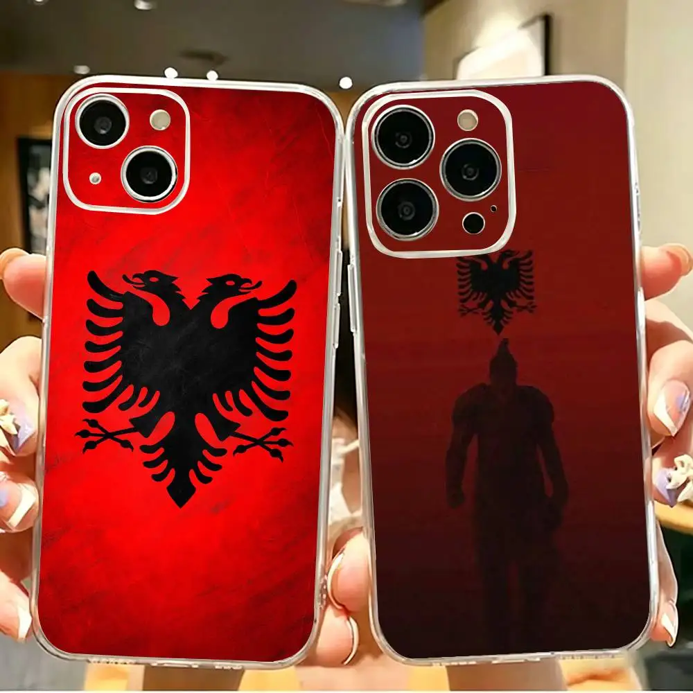 

Albania Albanians Flag Transparent Shockproof Phone Case For iPhone 17,16,15,14,13,12,11 Plus,Pro Max