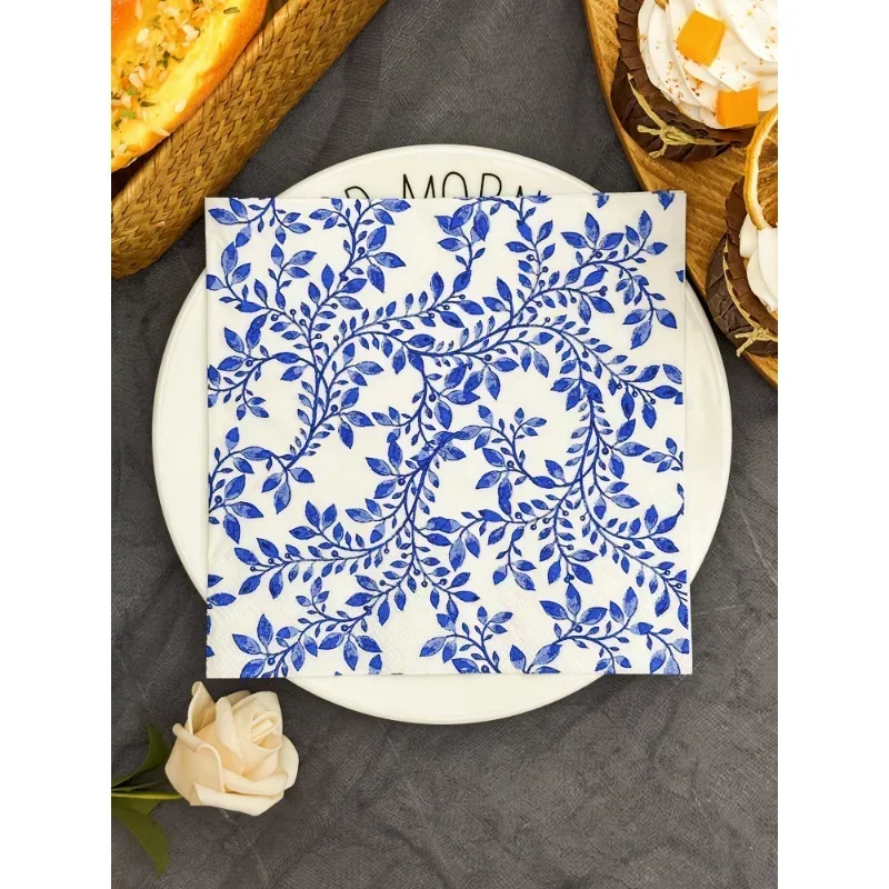 Thickened Color Printing Napkin Square Facial Tissue Hotel Western Restaurant Table Setting Celadon Napkins Paper Napkins 20pcs