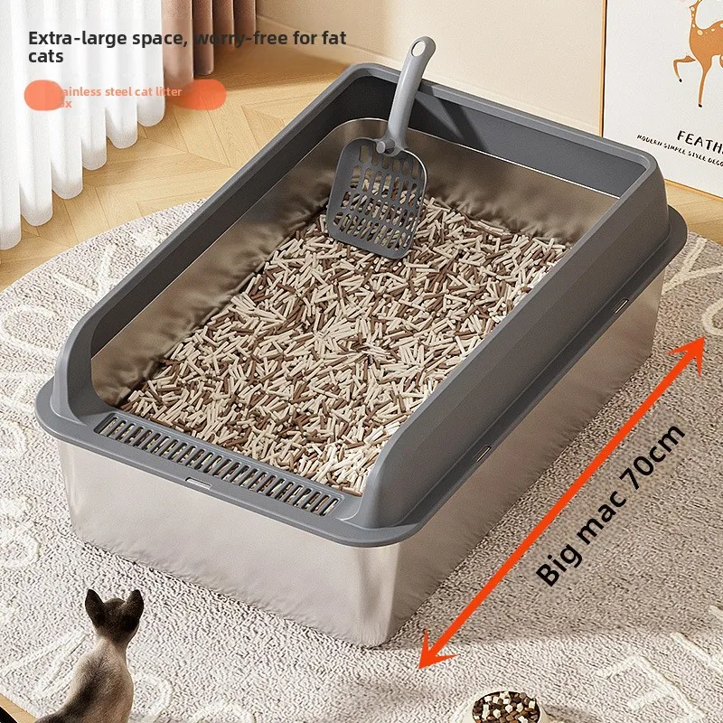 bac-a-litiere-pour-chat-big-mac-en-acier-inoxydable-anti-eclaboussures-et-anti-fuites-toilette-semi-fermee-a-entree-par-le-haut