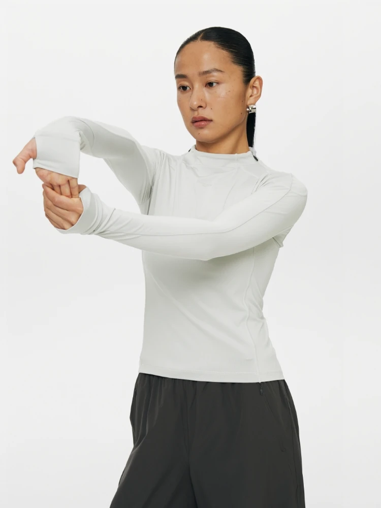 Oneup Women's Sporty Long Sleeve T-Shirt Outdoor Running Climbing Hiking Slim Fit Pure Color round Neck Top for Spring
