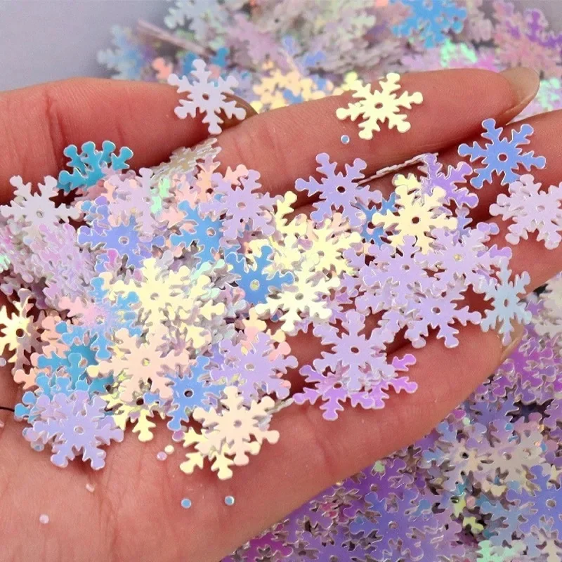 1080pcs Shiny Snowflake Shape Sequins Christmas Party Glitter Confetti DIY Scrapbook Christmas Crafts Decorative Materials