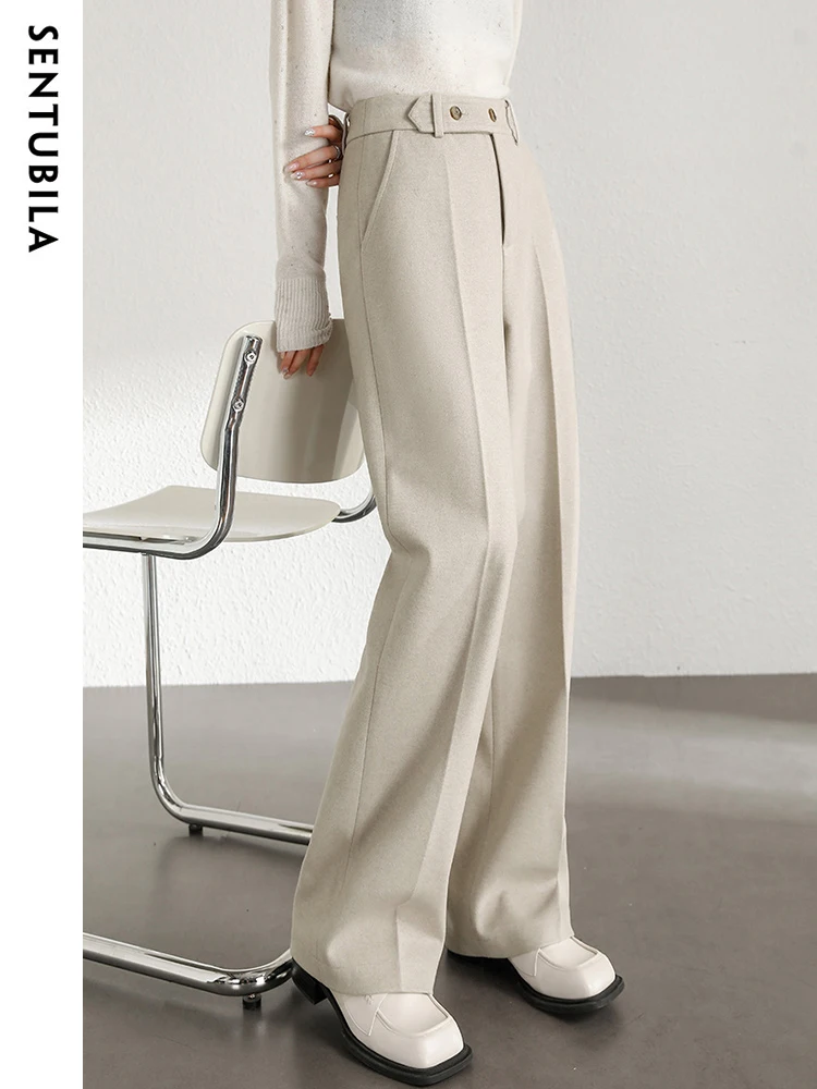 SENTUBILA High Waist Straight Dress Pant 2024 Spring Full Length Women\'s Wide Leg Suit Pants Casual Trousers Female 134K52057