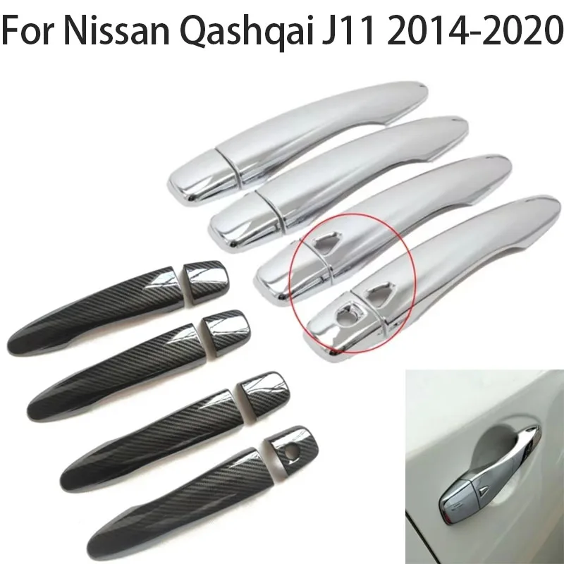 

For Nissan Qashqai J11 2014-2020 Car Door Handle Cover Chrome/Carbon Fiber Style Exterior Protection Catch Cap Sticker