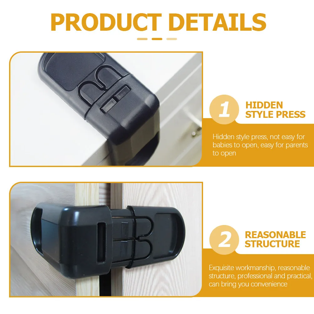 4Pcs Refrigerator Cabinet Locks Professional Childproof Lock for Drawer Right Angle Safety Strap Hard to Open Adhesive