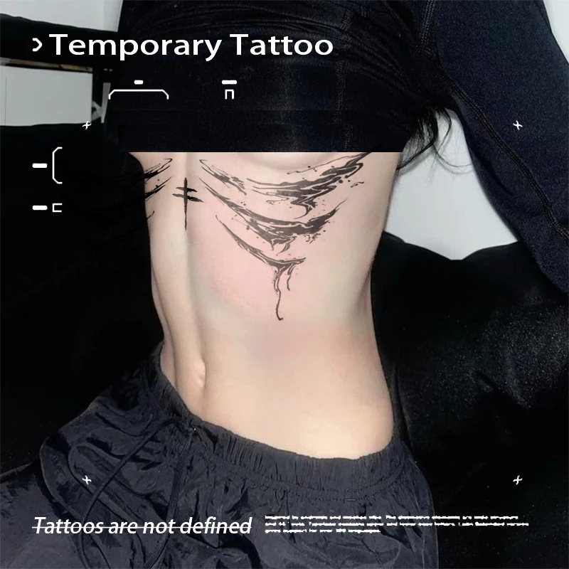 Temporary Tattoo Sexy Hot Girl Abstract Ink Herbal Juice Tattoo Paste Abdominal Waterproof Fake Tatto Male Female Party Gift Y2K