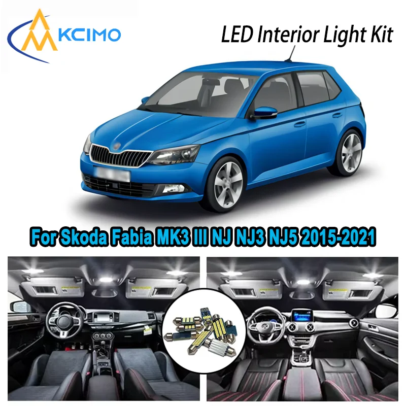 

Для Skoda Fabia MK3 III NJ NJ3 NJ5 2015-2021 Премиум Яркий светодиодный внутренний купол Карта багажника Комплект автомобильных светодиодных ламп Canbus без ошибок